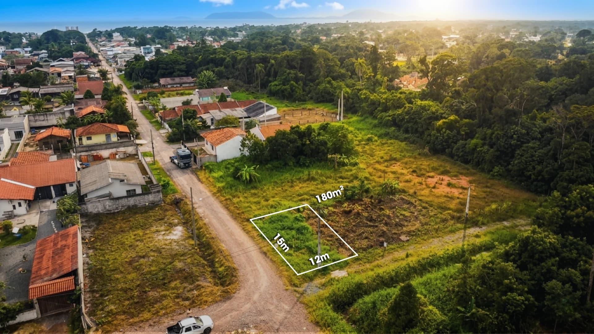 TERRENO DE ESQUINA PRONTO PARA CONSTRUIR A 950 METROS DO MAR